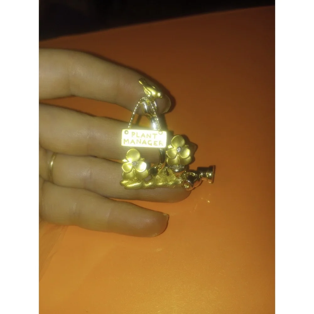 AJC Plant Manager Gold Tone Brooch 1 3/4 Inch 1980 Vintage‎ Signed